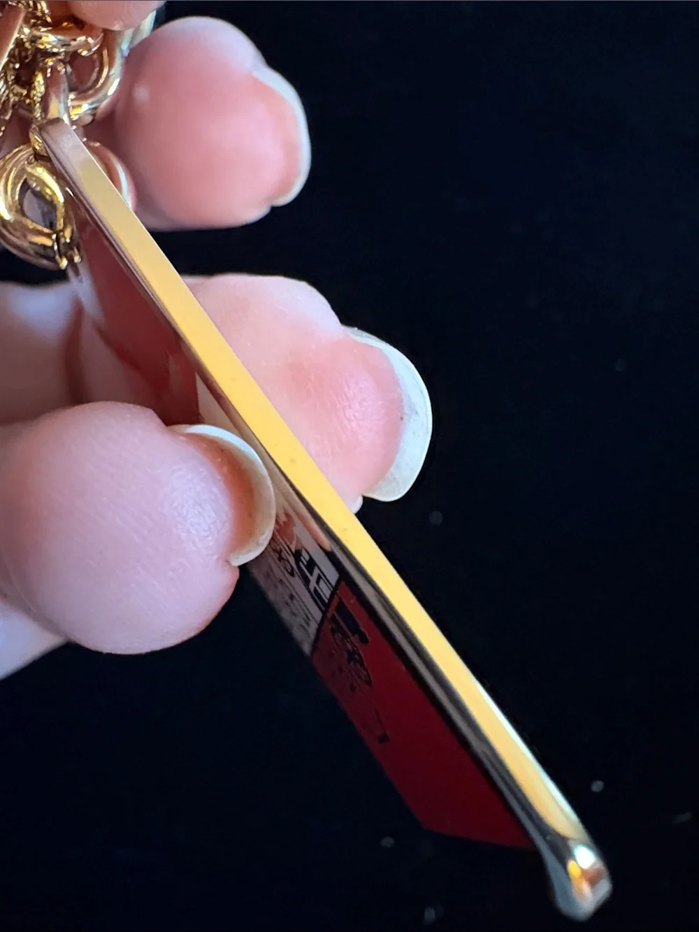 Coach Gold tone with Red and White Logo Tag Keyring